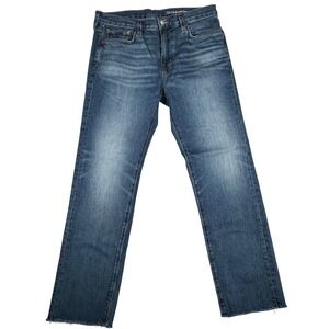 Outerknown S.E.A Men's Straight Leg Jeans Dark Wash Frayed Hem Size‎ 32